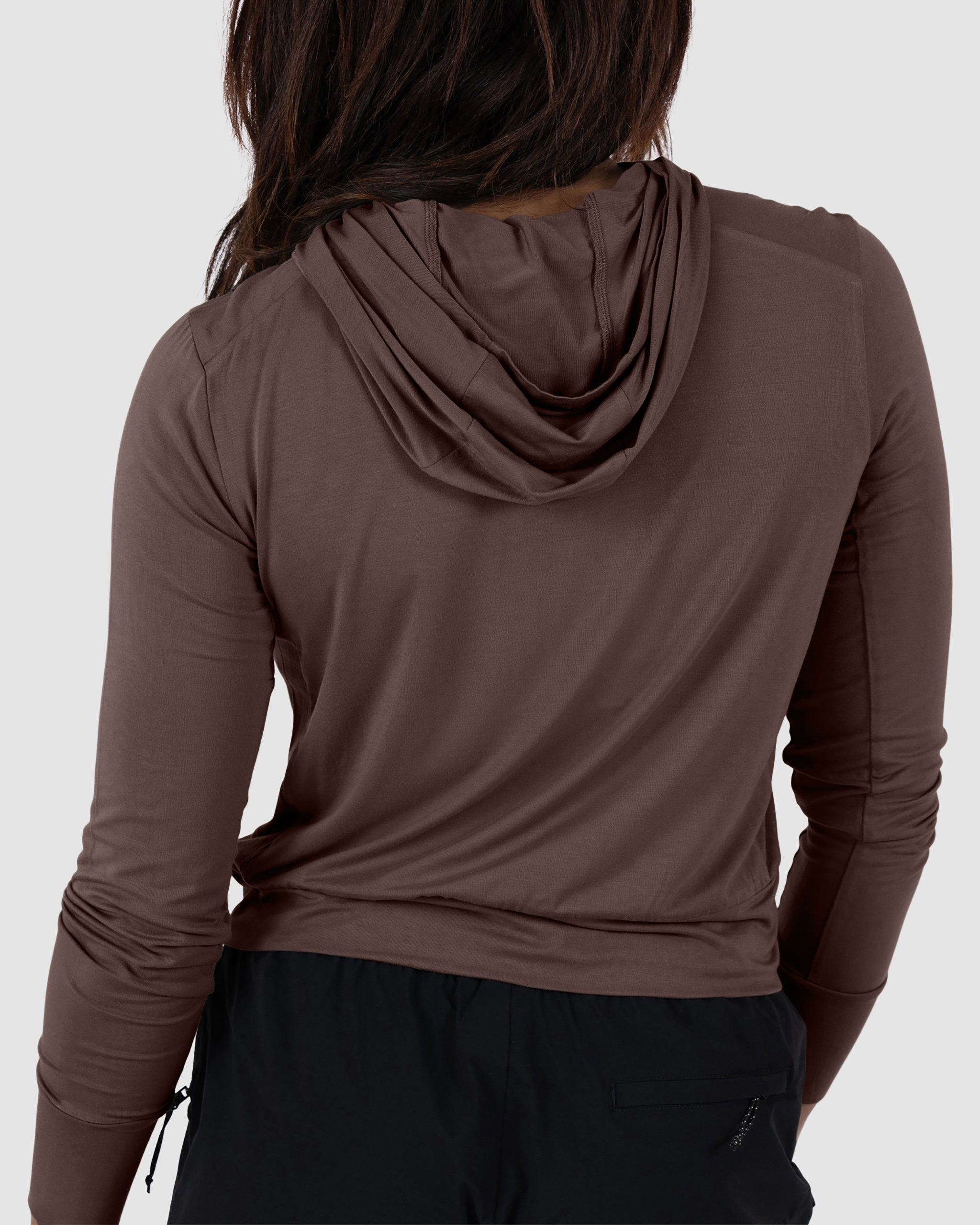 AMOMENTO VELVET SHIRRING HOODIE ダークブラウン AMOMENTO VELVET SHIRRING HOODIE ダークブラウン