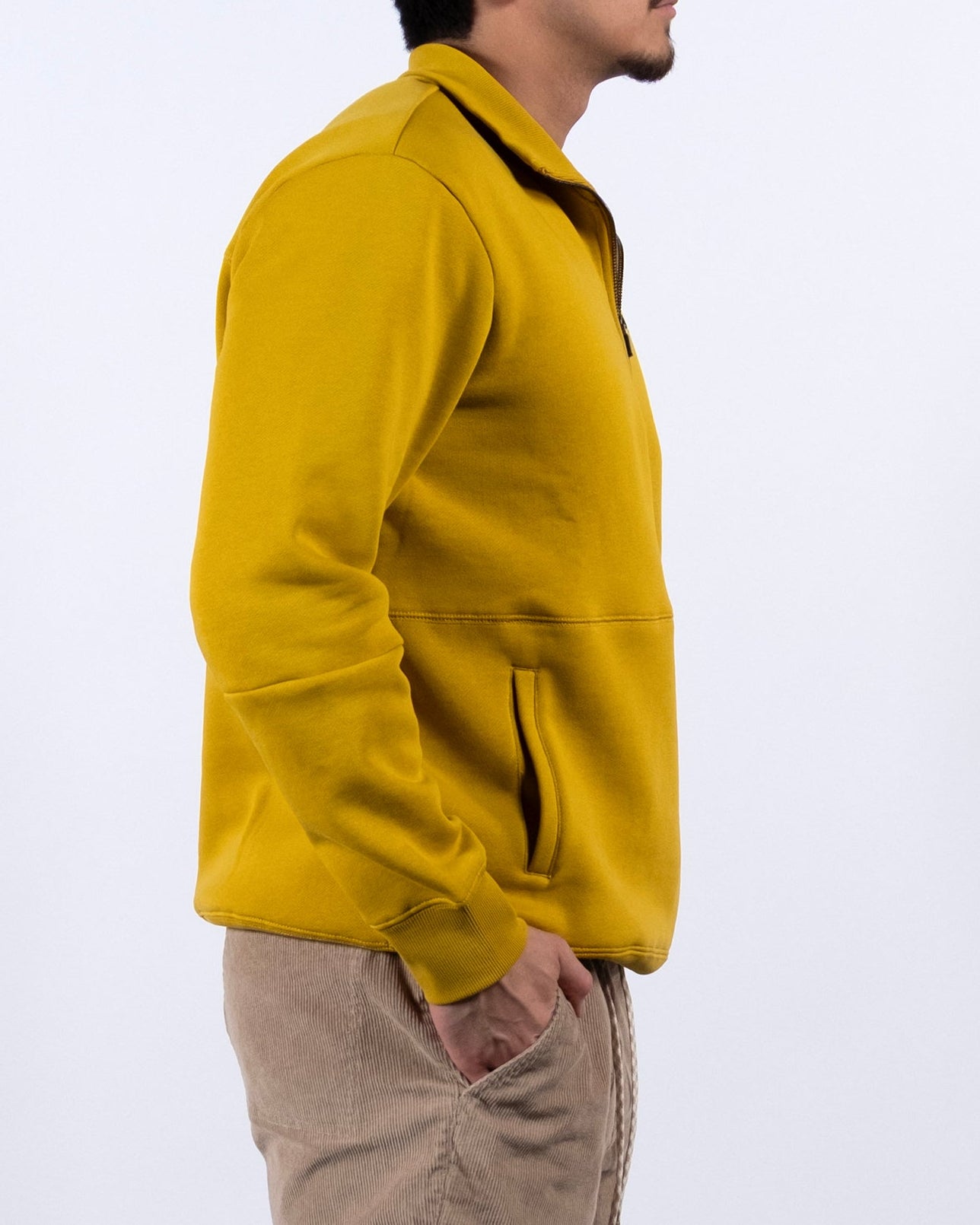 SR Original Half Zip［Mustard］simianring Supima Cotton Quarter Zip Mock Neck Sweater - Mustard – Paul Fredrick